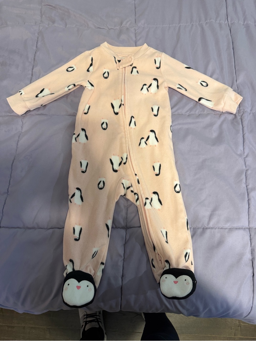 Carter’s Baby Girl Penguin Fleece Footed Pajamas 9M